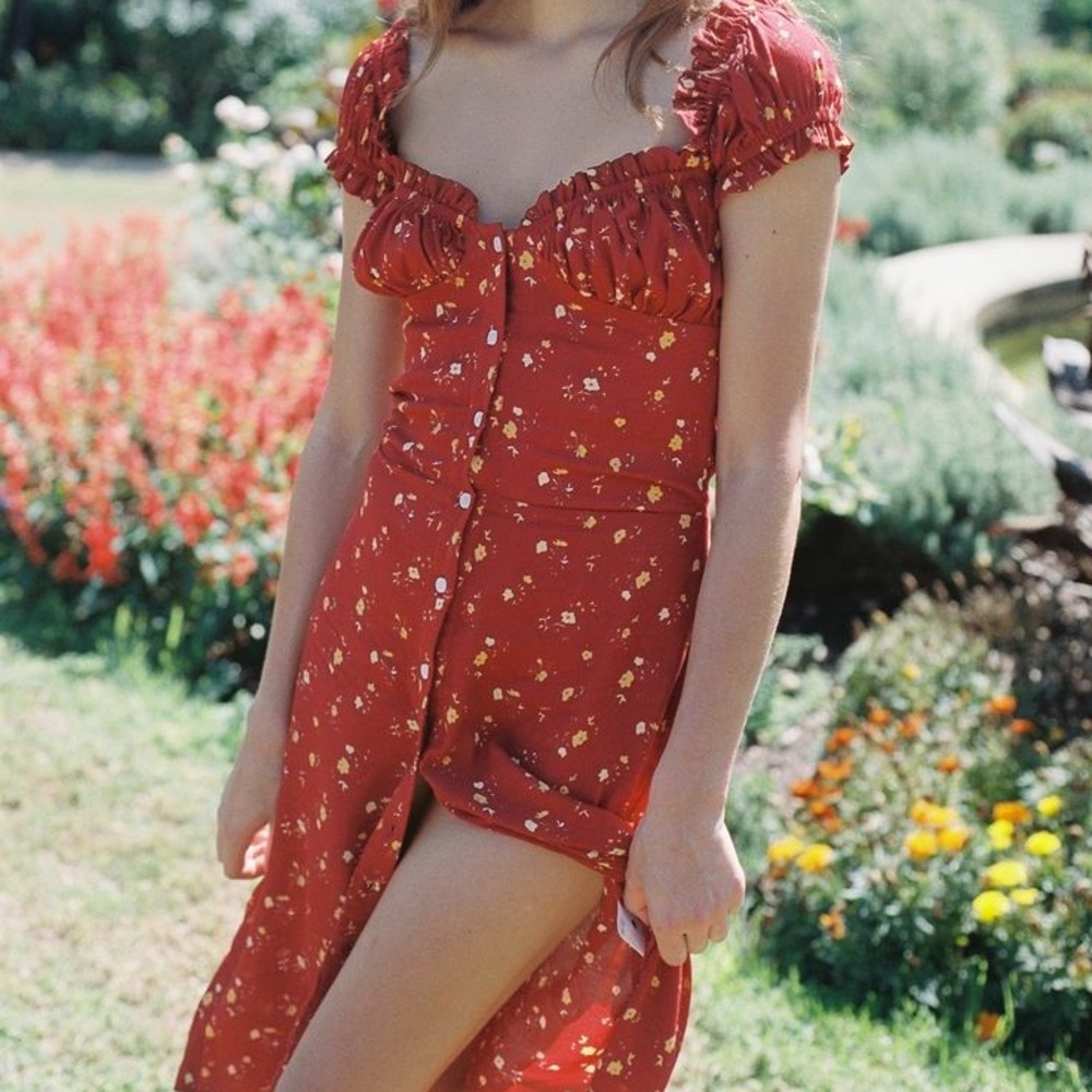 With Jéan Emilie Red Floral Print Dress